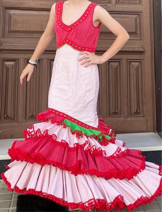 Traje de flamenca rojo talla 38