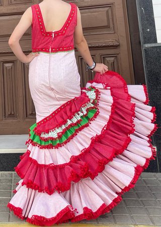 Traje de flamenca rojo talla 38