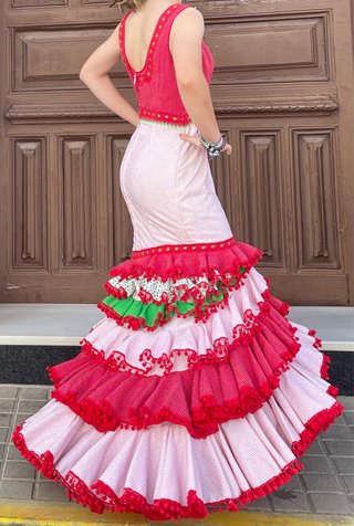 Traje de flamenca rojo talla 38