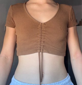 Pull&Bear Top Corto Marrón Talla S/M
