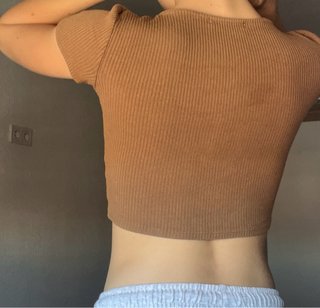 Pull&Bear Top Corto Marrón Talla S/M