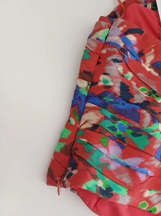 Top Zara Estampado Floral Rojo Talla S