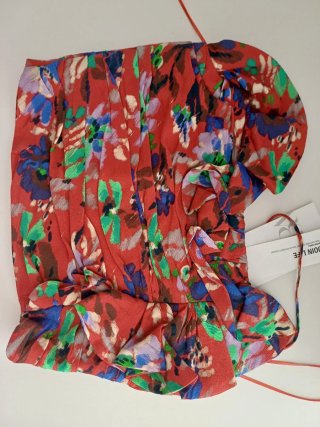 Top Zara Estampado Floral Rojo Talla S