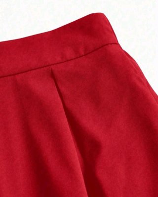 Falda larga roja con bolsillos