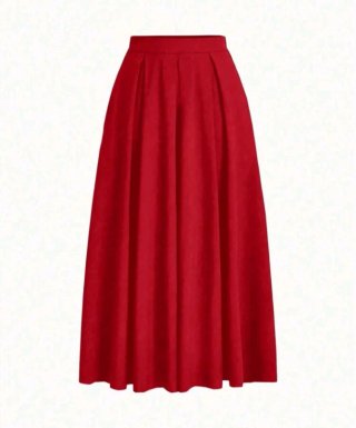 Falda larga roja con bolsillos