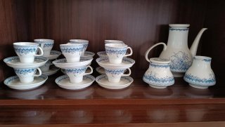 Juego de café porcelana azul y blanco