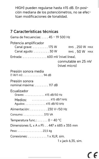 Altavoz  15"Autoamplificado