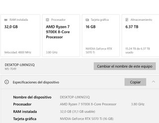 PC Gaming Ryzen 9700X,Msi X870E Carbon,RTX 5070 Ti