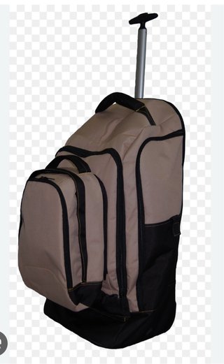 Maleta de viaje militar beige y negra