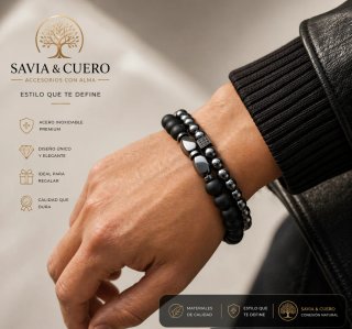 Pulsera Hematite Savia & Cuero