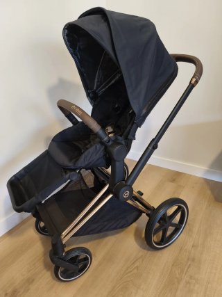 Carro Dúo Cybex Priam Negro/Oro Rosa