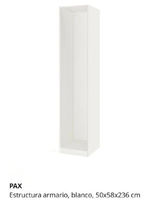 Armario Pax Ikea Blanco 50x236 con 3 baldas