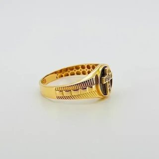 Anillo Oro Cruz Negro Diamantes