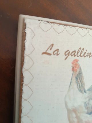 Appendino decoro gallina legno e pomello