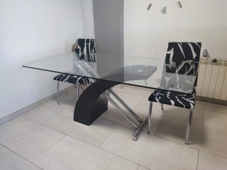 Mesa Comedor Cristal y Metal