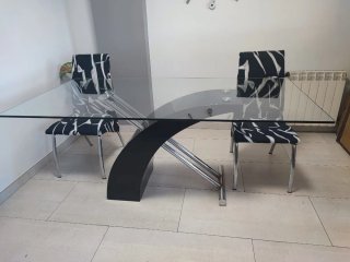 Mesa Comedor Cristal y Metal