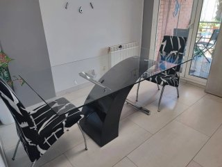Mesa Comedor Cristal y Metal