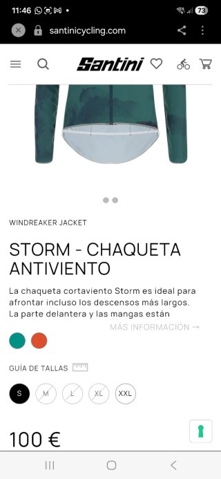 Chaqueta cortaviento Santini Storm
