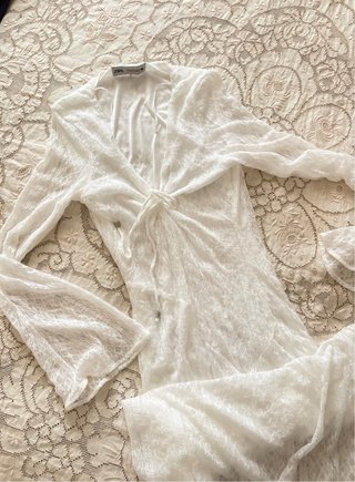 Vestito lungo pizzo bianco Zara S