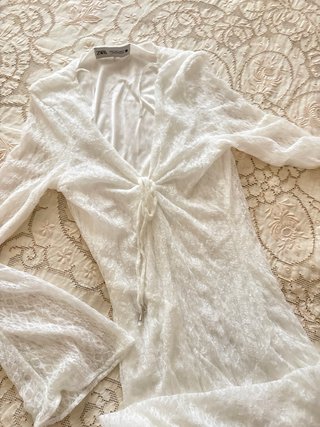 Vestito lungo pizzo bianco Zara S