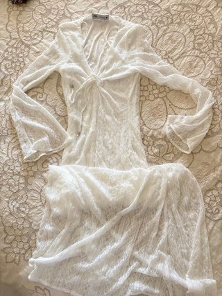 Vestito lungo pizzo bianco Zara S