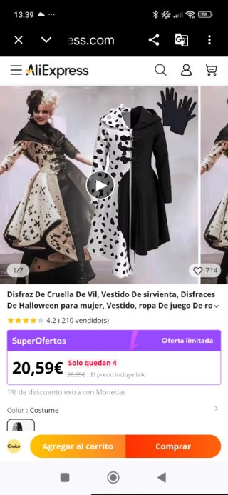 Disfraz Cruella Halloween Mujer XL
