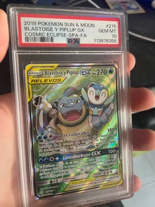 Blastoise & Piplup GX #215 Cosmic Eclipse PSA 10