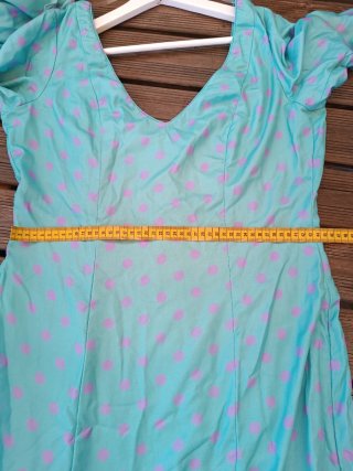 Vestido Flamenca celeste con lunar lila