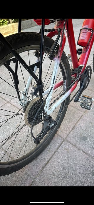 Bicicleta de montaña TREK roja y blanca