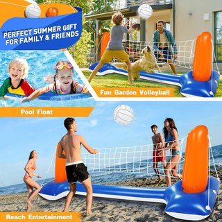 Voleibol Piscina Inflable con Red y Aros