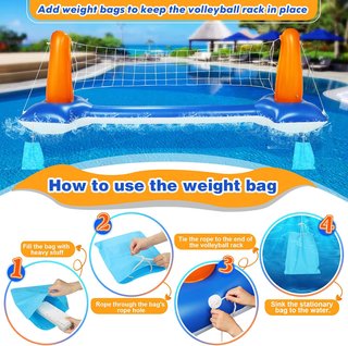 Voleibol Piscina Inflable con Red y Aros