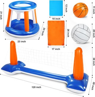 Voleibol Piscina Inflable con Red y Aros