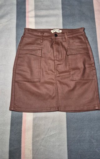 Falda efecto cuero X&D Marrón Talla XL