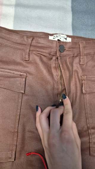 Falda efecto cuero X&D Marrón Talla XL