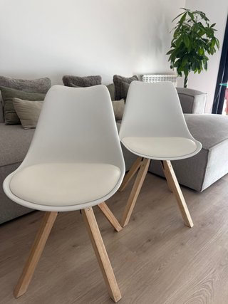 Conjunto 2 Sillas Nórdicas Blancas Madera
