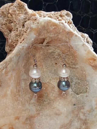 Pendientes Perlas Barrocas Azules agua dulce