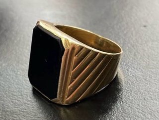 Anillo Oro 18k Hombre Piedra Negra