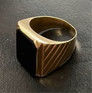 Anillo Oro 18k Hombre Piedra Negra