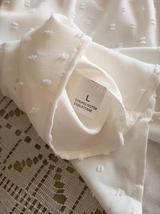 Blusa Blanca Elegante con Guipur Talla L