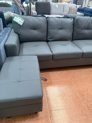 Sofá Rinconera Gris Piel Sintética