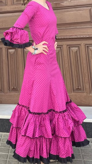 Traje de Flamenca buganvilla elastico T34-38