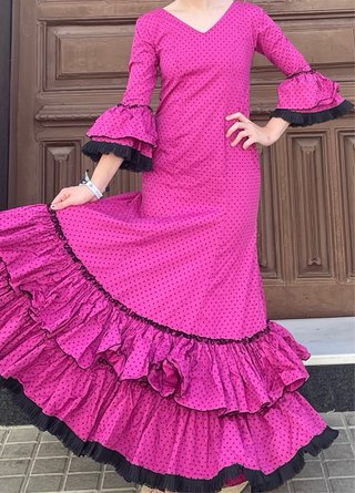 Traje de Flamenca buganvilla elastico T34-38