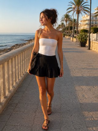 Falda pantalón Stradivarius negra