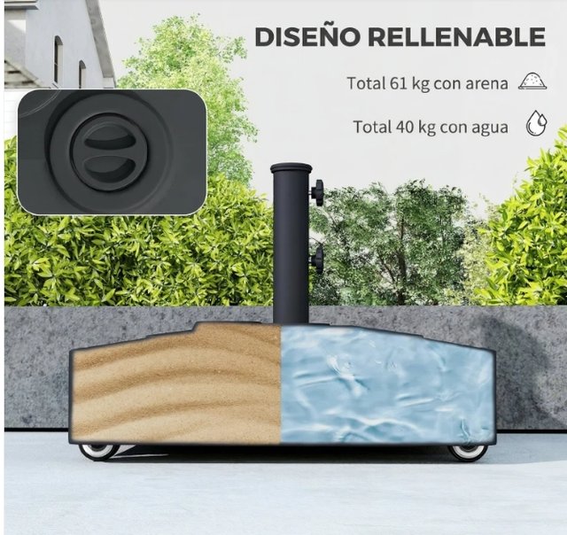 Base Ombrellone Quadrata con Ruote Grigia