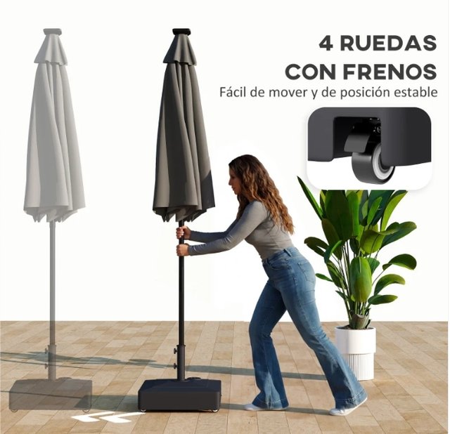Base Ombrellone Quadrata con Ruote Grigia
