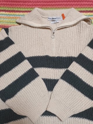 Jersey Pull&Bear amplio rayas beige/gris