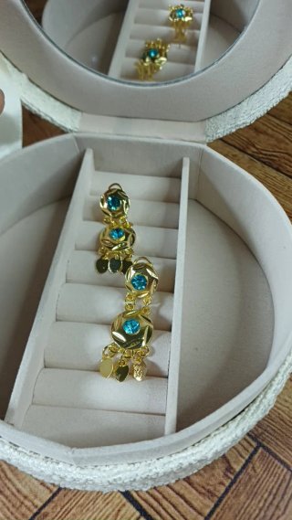 Pendientes Vintage Chapado Oro 18k Agua Marina
