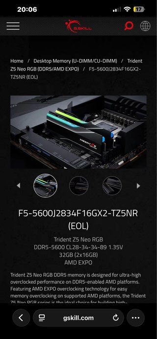 *Garantia* G.Skill Trident Z5 Neo RGB DDR5 RAM