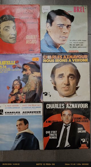 Lote 15 Discos Vinilo Singles Autores Franceses