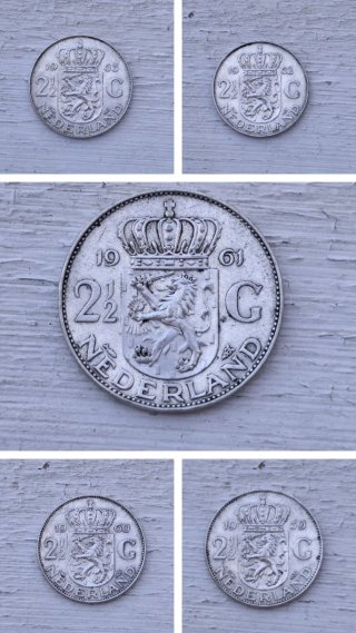 5 Monedas Plata P. Bajos 2 1/2 Gulden